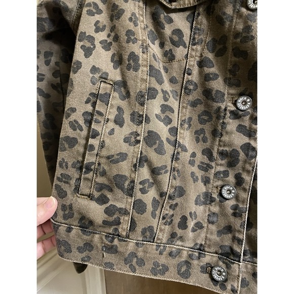 Rock and Republic Denim Jacket Size Small Leopard Print Faux Fur Collar Cheetah - Picture 9 of 14